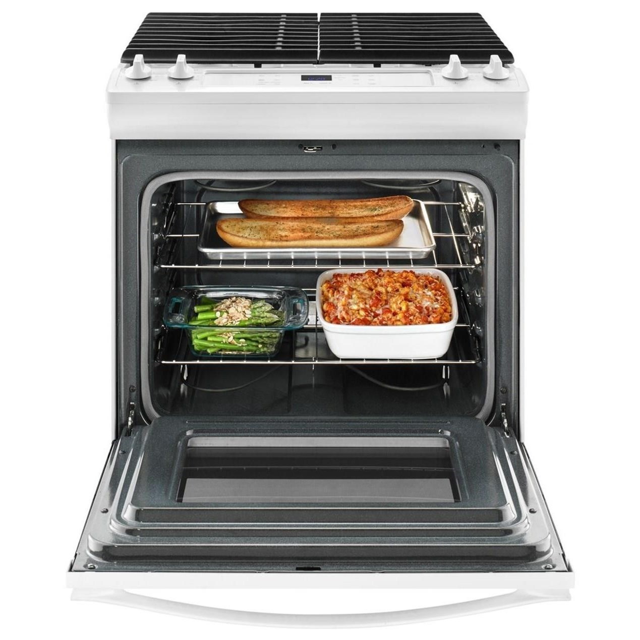 Whirlpool WEG515S0FW 5.0 cu. ft. Front Control Gas Range with castiron